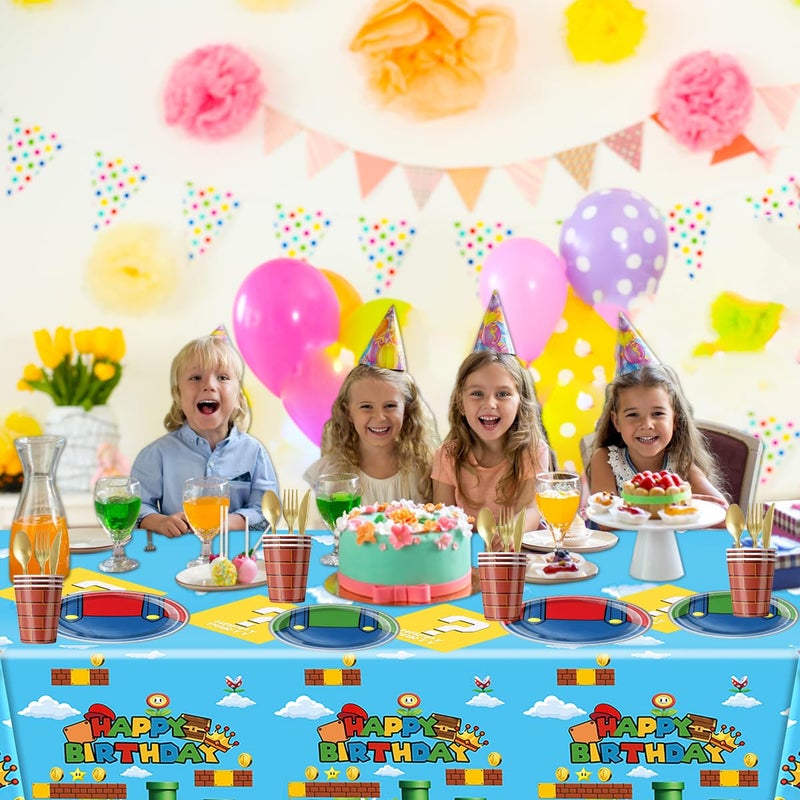 Ou Rui 81Pcs Super Brother Party Tableware Set, Super Brother Party Decoration, Super Brother Birthday Party Supplies - Image 2
