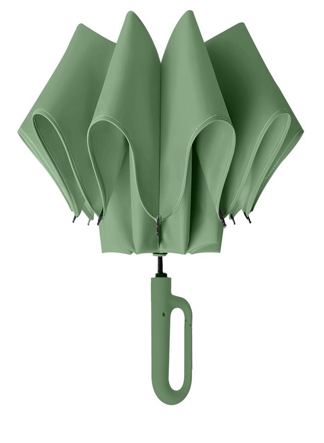 PRIME PICK مظلة سفر صغيرة الحجم من برايم بيك، مزودة بشريط عاكس، مقاومة للرياح والأشعة فوق البنفسجية، بمقبض مانع للانزلاق، خفيفة الوزن، تحجب 95% من الأشعة فوق البنفسجية، مناسبة للرجال والنساء والأطفال، مثالية للحماية من المطر والشمس، لون أخضر فاتح - Image 2