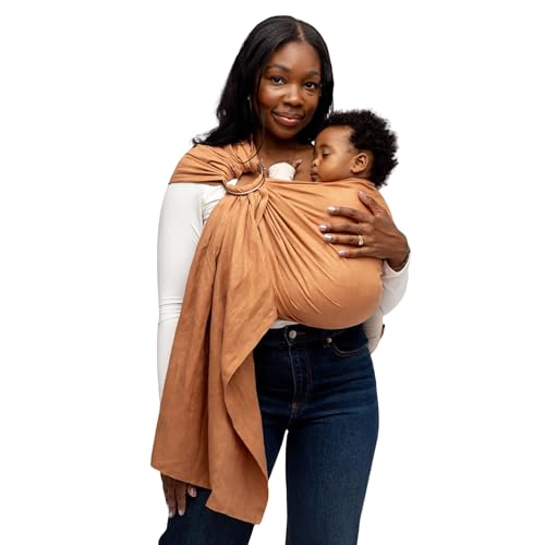 WildBird Ring Sling Baby Carrier 036 Months up to 35 lbs Standard 74 Willow Gold Ring Front Hip or Back Carry Adjustable Fit Natural Linen Baby Essentials New Mom Gifts - Image 1