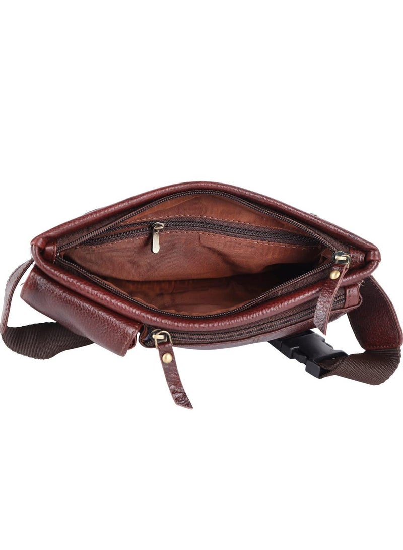 POGAGO Premium Quality 100% Cow Leather Waist Bag – BROWN Fanny Pack for Men & Women, Perfect Travel Accessory & Passport Holder  - Image 2