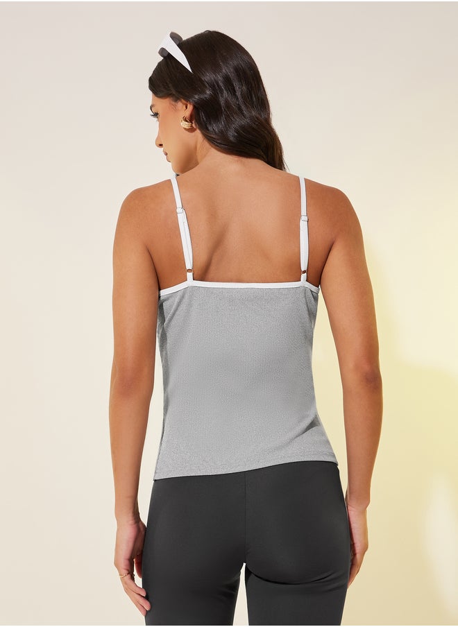 Take Two Solid Ribbed Contrast Trim Cami Top  - Image 4
