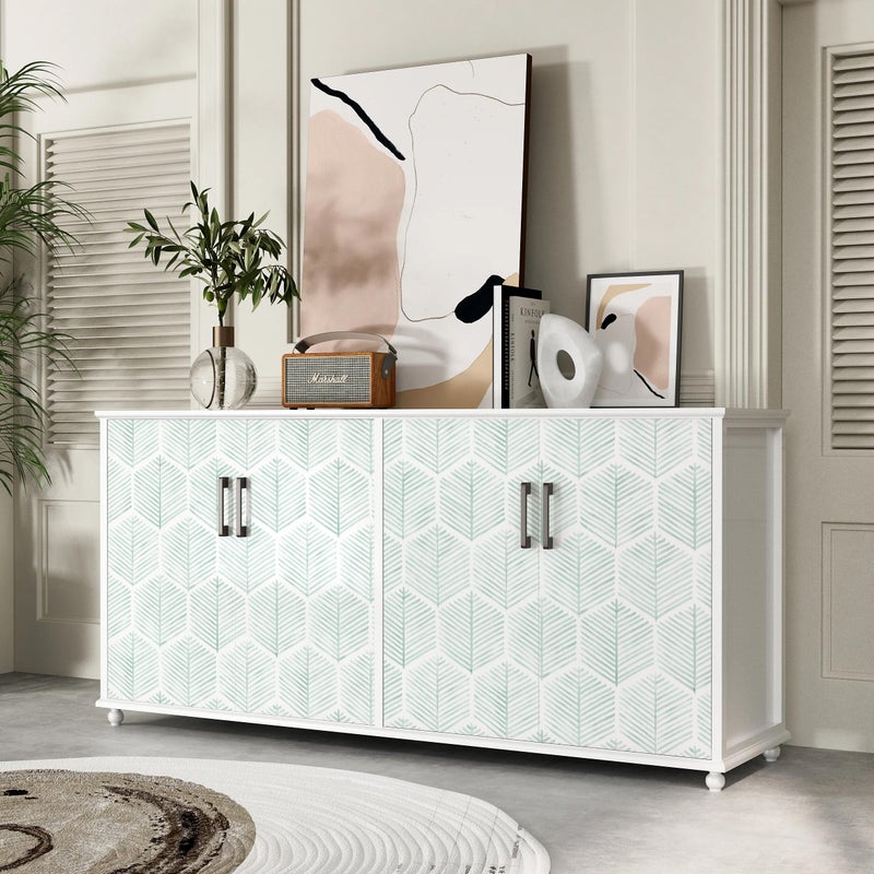 MelunMer Modern Peel and Stick Wallpaper Boho Contact Paper for Cabinets and Drawers Self Adhesive Wallpaper Removable Wallpaper for Bedroom Geometric Wallpaper for Bathroom Green/White 17.3''×78.8'' - Image 5