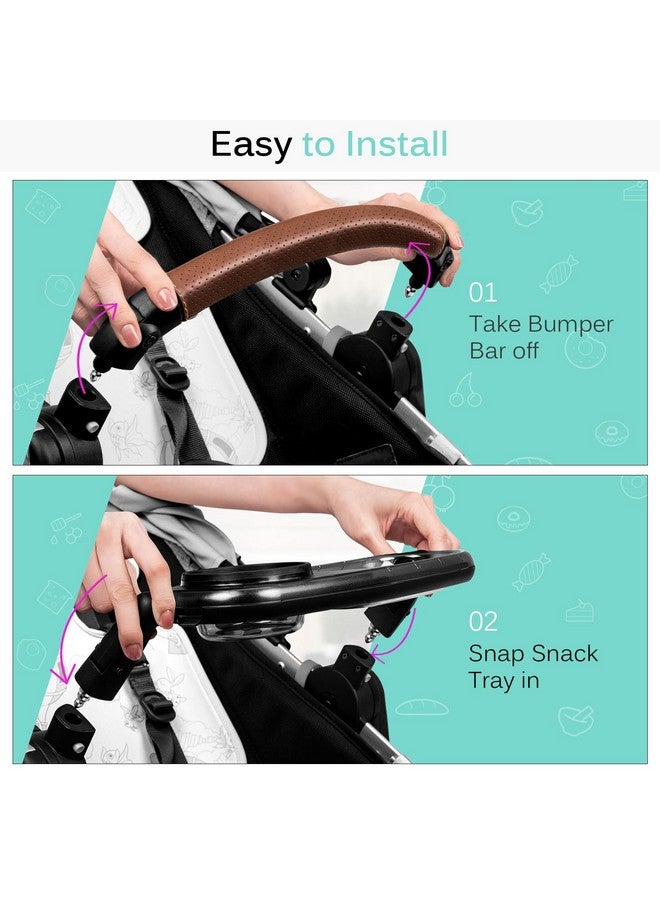 Boffinby صينية وجبات تناسب UPPAbaby Vista/Vista V2/Vista V3/Cruz/Cruz V2/ RumbleSeat/RumbleSeat V2، صينية عربة مع حامل أكواب ووعاء مدمج، آمنة للغسل في غسالة الصحون، تثبيت سريع، تطوى مع العربة، رمادي - Image 3