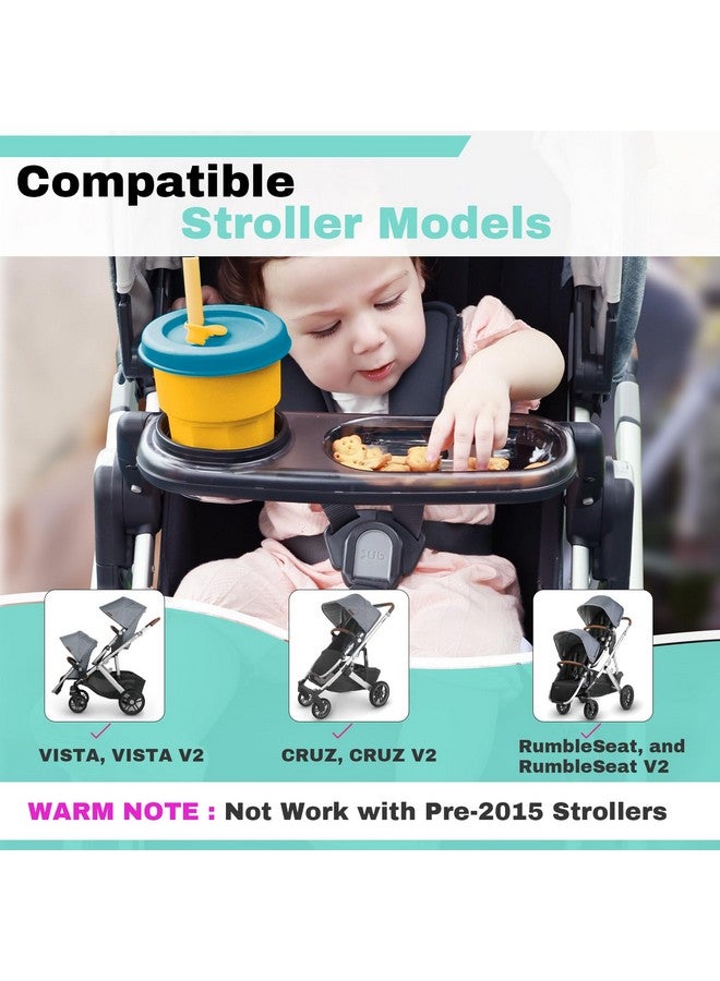 Boffinby صينية وجبات تناسب UPPAbaby Vista/Vista V2/Vista V3/Cruz/Cruz V2/ RumbleSeat/RumbleSeat V2، صينية عربة مع حامل أكواب ووعاء مدمج، آمنة للغسل في غسالة الصحون، تثبيت سريع، تطوى مع العربة، رمادي - Image 2