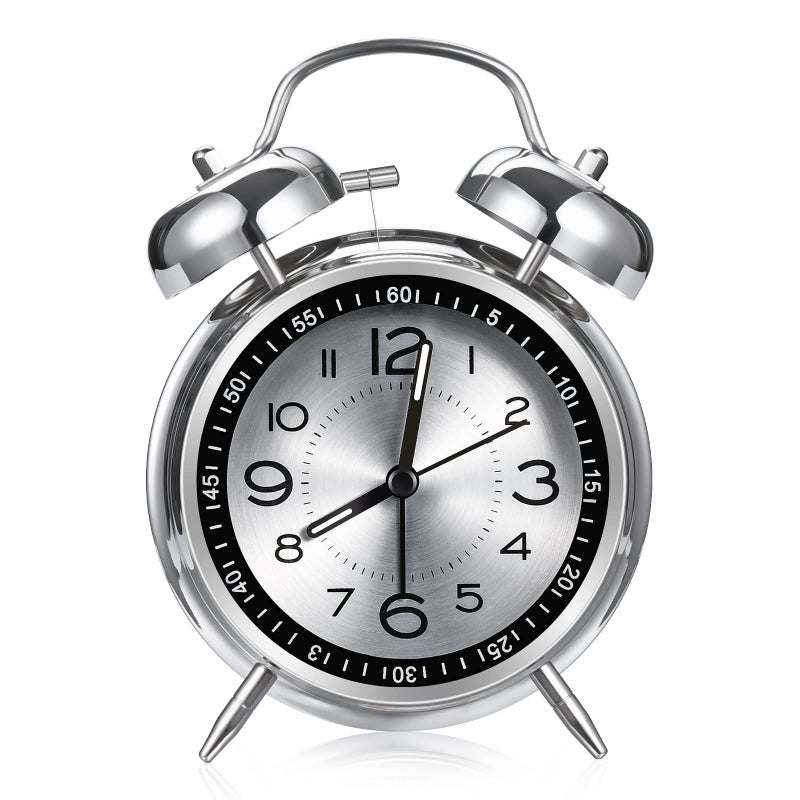 Cadmos Loud Alarm Clock for Heavy Sleepers Adults,Retro 4 Inch Silent Non-Ticking Quartz with Backlight,Twin Bell Analog Kids Alarm Clocks for Bedrooms Bedside (Black) - Image 2