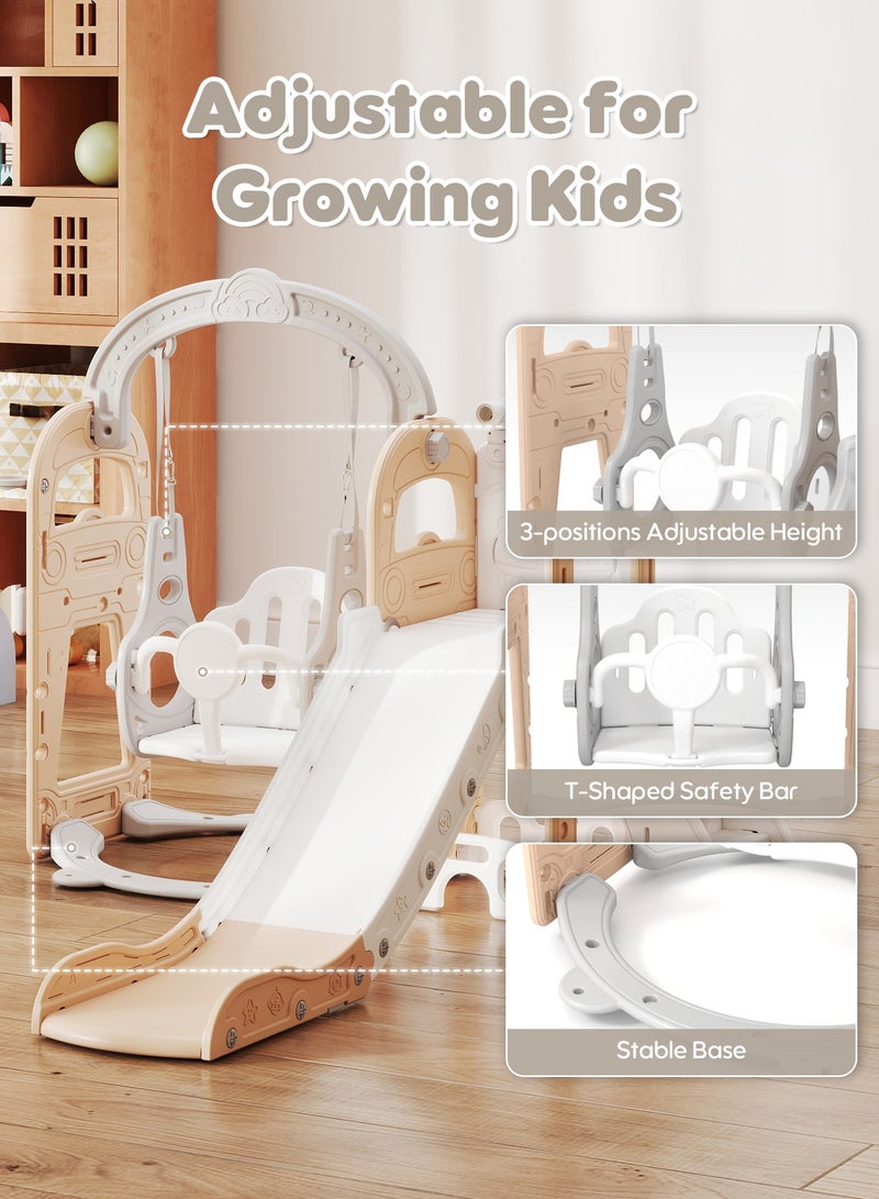 FAMAPY "5-in-1 Kids Slide & Swing Set with Basketball Hoop, Storage Box & Telescope – Indoor/Outdoor Toddler Toy Playground " - Image 4