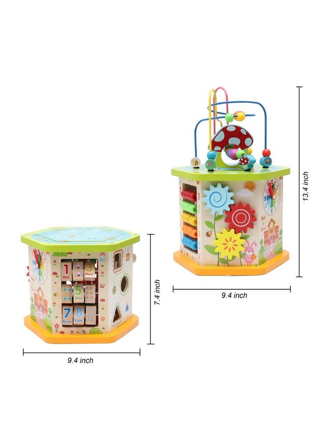 Lavievert مركز نشاط مكعب اللعب الخشبي LAVIEVERT 9 في 1 مع متاهة الخرز متعددة الوظائف وألعاب تعليمية للأطفال الصغار والأطفال - Image 5