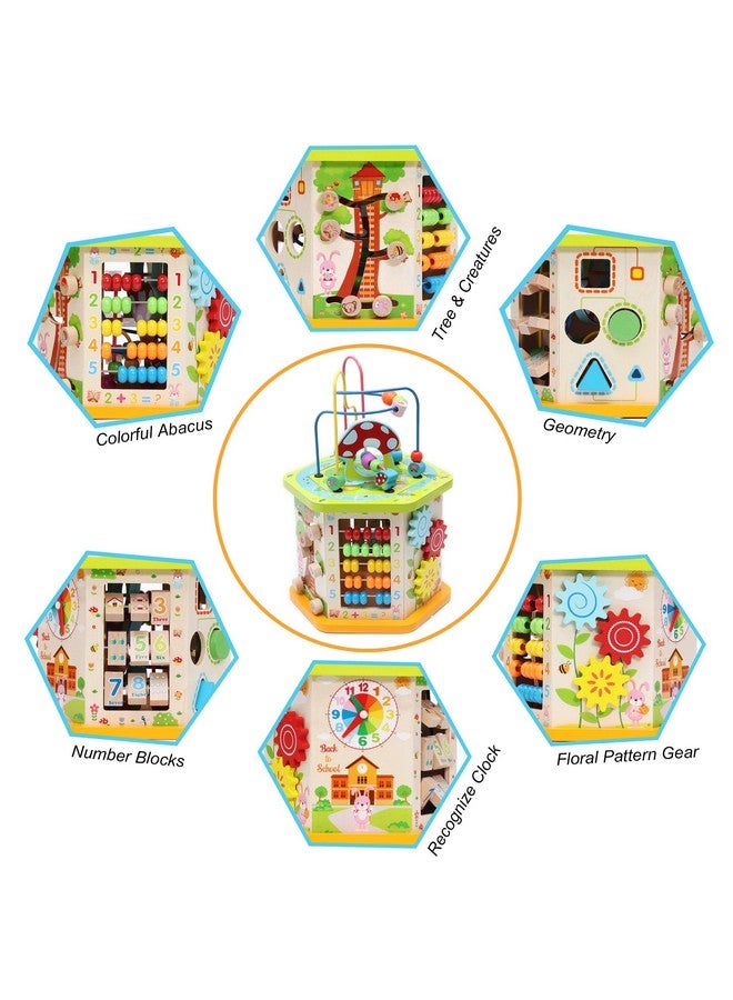 Lavievert مركز نشاط مكعب اللعب الخشبي LAVIEVERT 9 في 1 مع متاهة الخرز متعددة الوظائف وألعاب تعليمية للأطفال الصغار والأطفال - Image 2