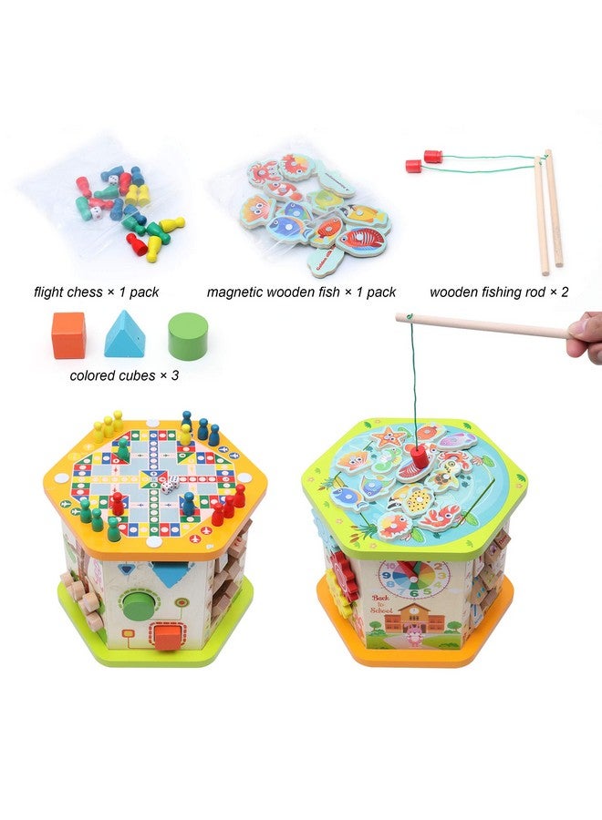 Lavievert مركز نشاط مكعب اللعب الخشبي LAVIEVERT 9 في 1 مع متاهة الخرز متعددة الوظائف وألعاب تعليمية للأطفال الصغار والأطفال - Image 4