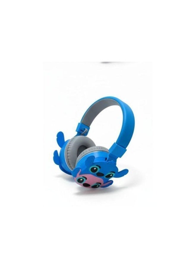 Kids Cartoon Over-Ear Headphones, Foldable Wired Stereo Headset with Volume Limiting and Soft Earpads, Blue