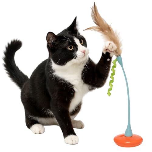 Petlinks Tippy Teaser Self Righting Feather Toy for Cats Kittens Rocks Sways Fun Engaging Play Multi Color One Size - Image 1
