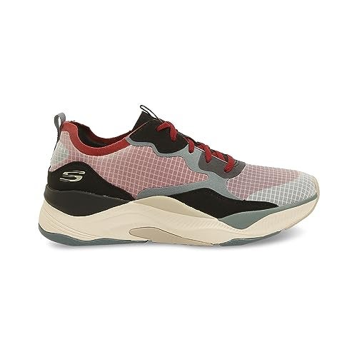 Skechers Mens Mira Casual Lace Up Shoes Vegan Athletic Style and Comfort, Air-Cooled Memory Foam Cushioned Comfort Insole Red - 9 UK (232218) - Image 1