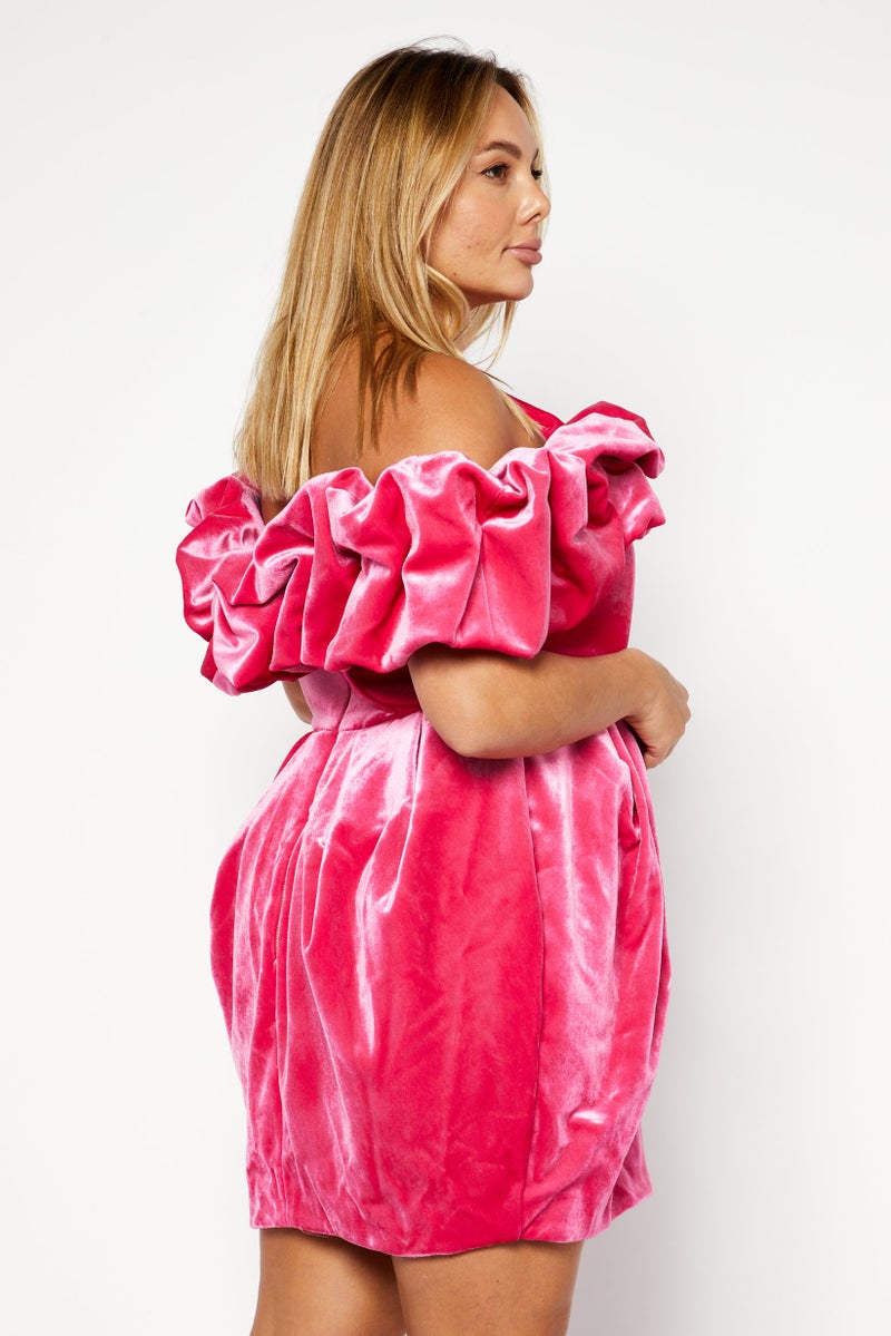 RIVER ISLAND Women Velvet Mini Dress, Med Pink - Image 4