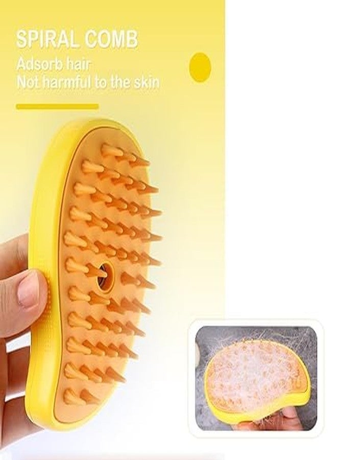 Kanak Mall 3 in 1 Steam Cat Brush, Steam Brush for Cats, Pet Steam Brush for Massage Self Cleaning, cat brush for Removing Knots and Loose Hair, Pet Grooming Brush for Cat and Dog(YELLOW) - Image 2