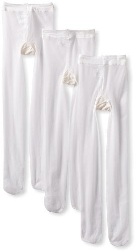 Jefferies Socks Girls 2-6X Jr Miss Pantyhose Tights 3 Pair Pack, White, 4-6 Years - Image 1