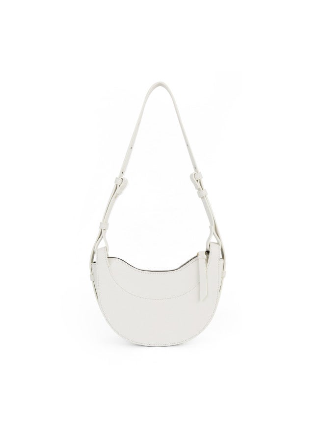 Half Moon Bag Adjustable Shoulder Strap Crossbody Shoulder Bag Women Crescent Bag Three-use Underarm Bag-Colour:White  - Image 1