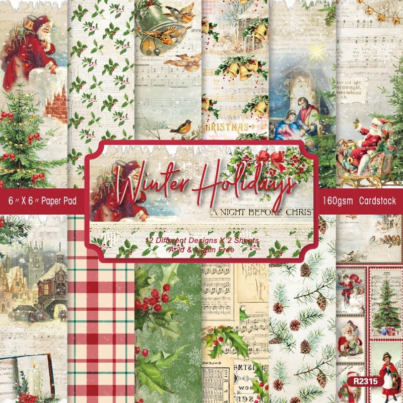 iKammo Christmas Scrapbook Paper Snowman Origami Papers Pad 6Ã—6- Single-Sided Merry Christmas Patterned Craft paper for Kids DIY Cardmaking journaling Scrapbooking Junk Journal Papers. - Image 2