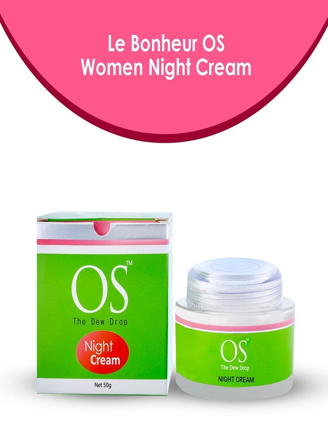 OS Le Bonheur OS Women Night Cream & Neck Natural Skin Care Face Moisturizer, Light Pink, 50 g - Image 2