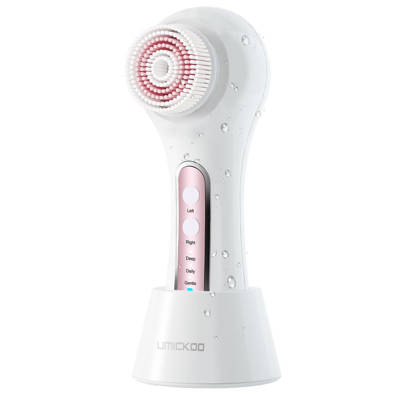 UMICKOO Face Scrubber ExfoliatorFacial Cleansing Brush Rechargeable IPX7 Waterproof with 5 Brush HeadsElectric Face Spin Brush for Exfoliating Massaging and Deep Cleansing