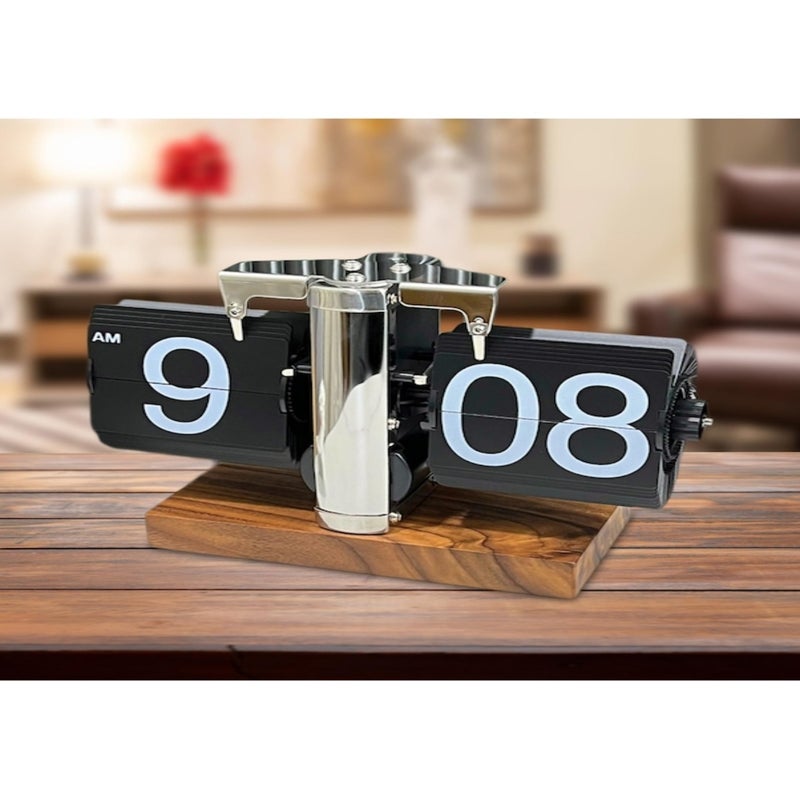 New solid wood retro mechanical flip - page clock for home desktop, wooden decoration flip - page clock, personalized mantel clock, 12 - hour model - Image 5