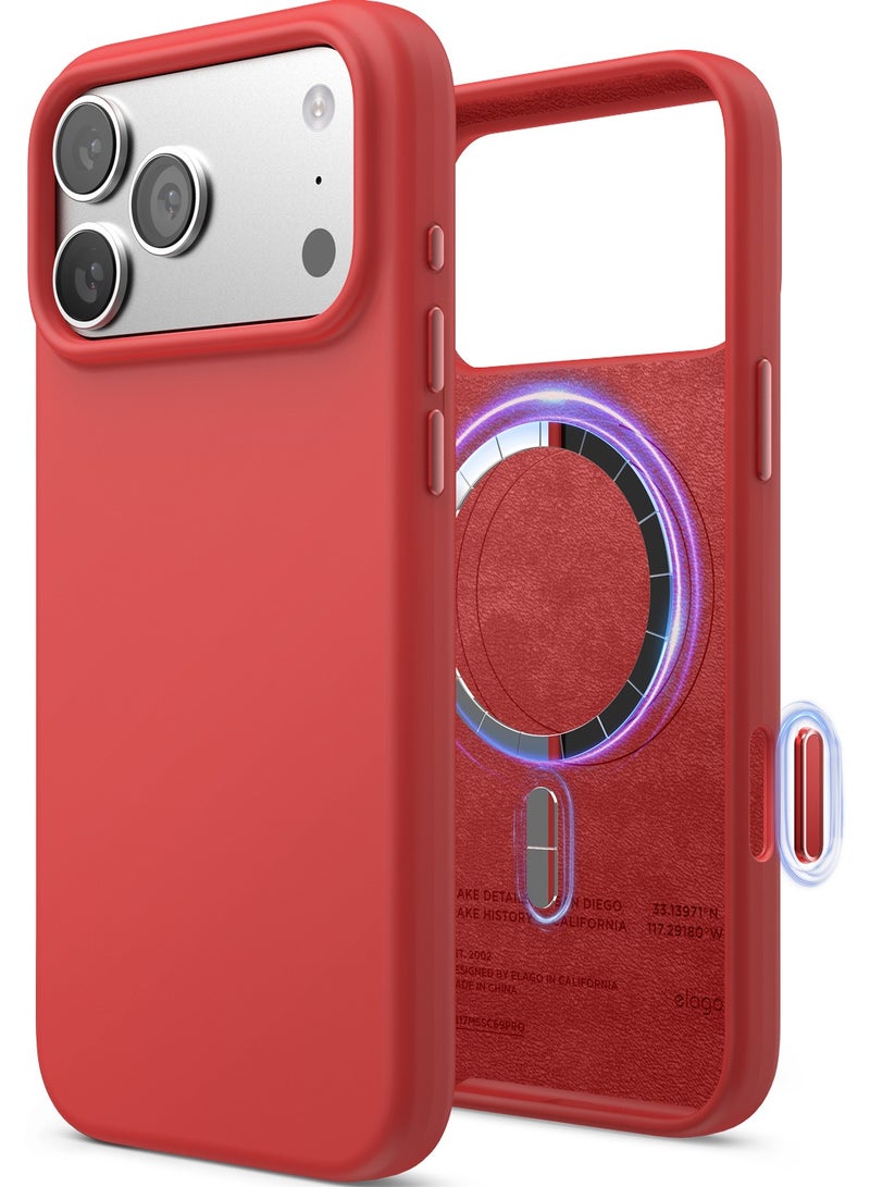 Elago Magnetic Liquid Silicone for iPhone 17 Pro MAX case cover [Camera Control Button Cover] compatible with MagSafe Shockproof - Red - Image 1