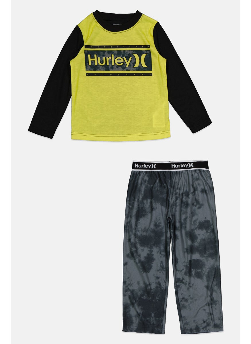 Hurley Toddlerss Boy 2 Piece Brand Logo Top And Bottom Set, Lime Green  - Image 1