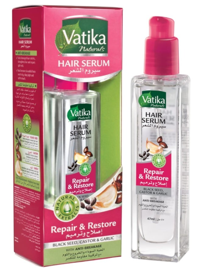 فاتيكا سيروم ناتشورالز لإصلاح واستعادة الشعر (47 مل) - تركيبة مضادة للتقصف - مع مستخلصات الحبة السوداء والخروع والثوم - لجميع أنواع الشعر ولمعان مكثف - Image 1