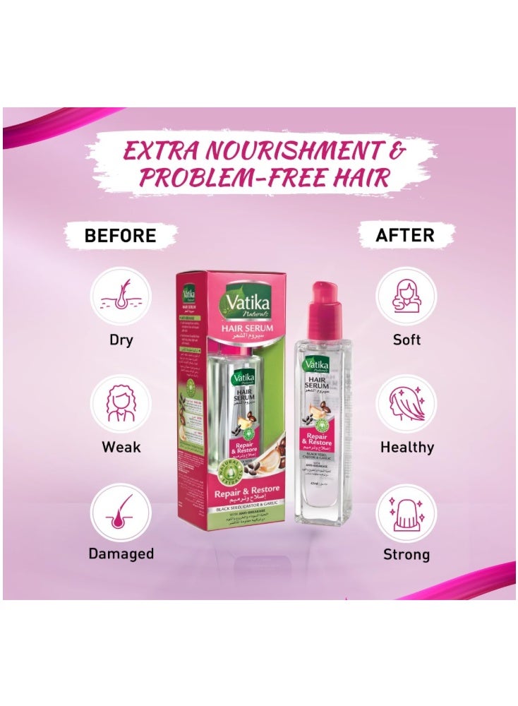 فاتيكا سيروم ناتشورالز لإصلاح واستعادة الشعر (47 مل) - تركيبة مضادة للتقصف - مع مستخلصات الحبة السوداء والخروع والثوم - لجميع أنواع الشعر ولمعان مكثف - Image 3