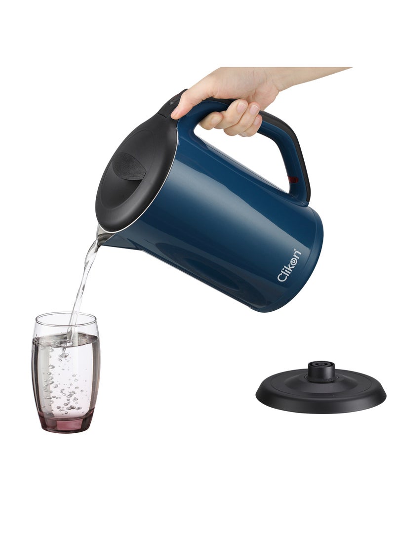 Clikon Cool Touch Electric Kettle – 1.7L, Food-Safe Odorless Plastic, Overheat Protection, Fast Boil, 2-Year Warranty 1800 watts 1.7 L 1800 W CK5151 blue - Image 2