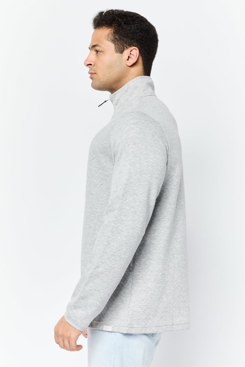 Chaps Men High Neck Heather Long Sleeve Sweatshirt, Light Grey - Image 4