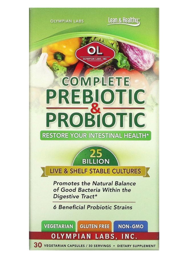 Olympian Labs Complete Prebiotic & Probiotic 30 Vegetarian Capsules 