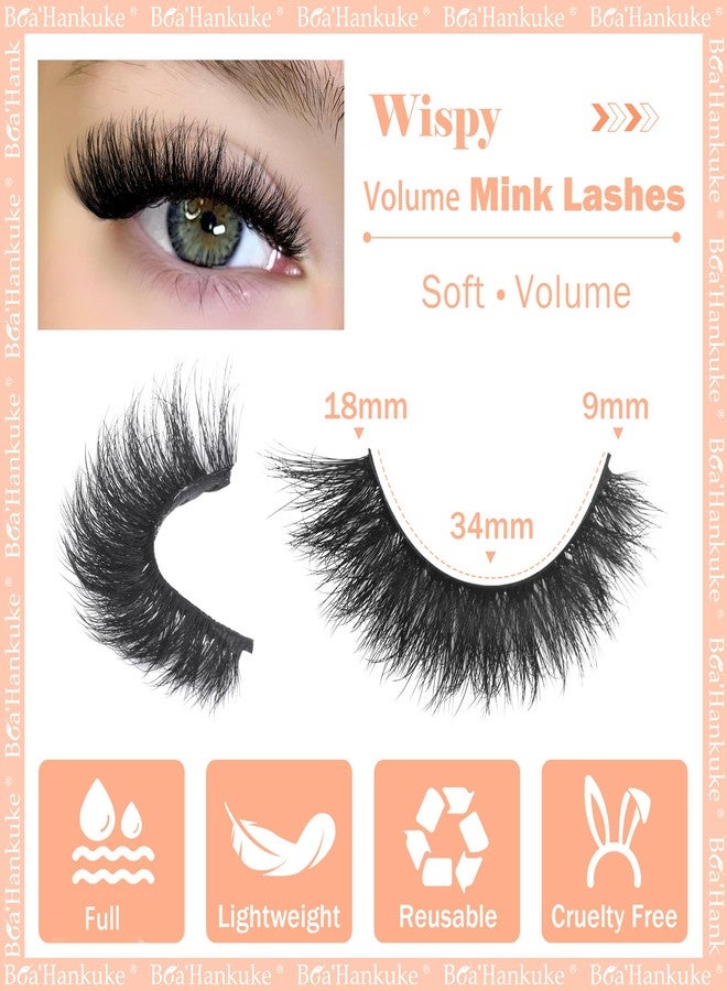 Boahankuke False Eyelashes Mink Lashes Full 18MM Cat Eye Lashes D Curvature Wispy Fake Lashes 8D Natural Strip Lashes Volume Lightweight Lashes Pack with Soft Cotton Band,7 Pairs - Image 2