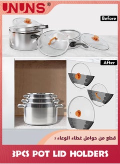 UNUNS Pot Lid Holders,3-Piece Universal Pot Lid Organizer For Cabinet,Wall Mount Pan Top Storage Organizer For Kitchen  - Image 5
