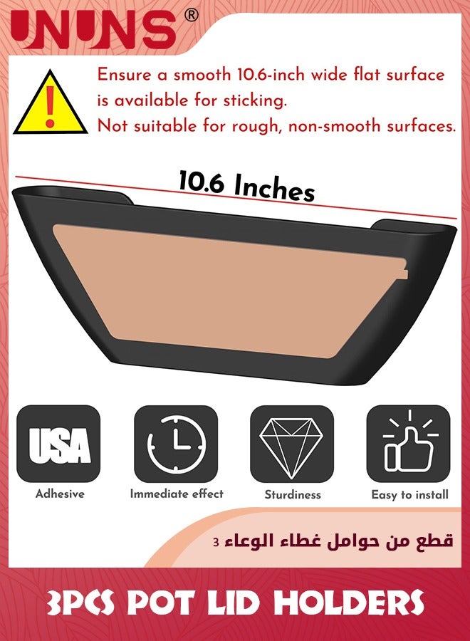 UNUNS Pot Lid Holders,3-Piece Universal Pot Lid Organizer For Cabinet,Wall Mount Pan Top Storage Organizer For Kitchen  - Image 2