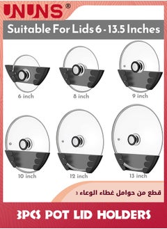 UNUNS Pot Lid Holders,3-Piece Universal Pot Lid Organizer For Cabinet,Wall Mount Pan Top Storage Organizer For Kitchen  - Image 4