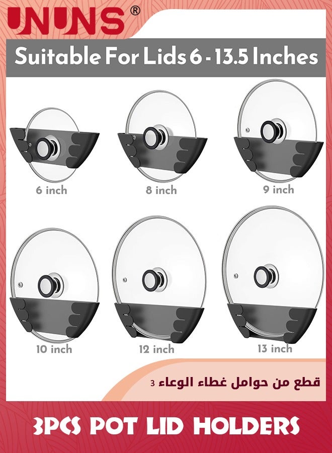 UNUNS Pot Lid Holders,3-Piece Universal Pot Lid Organizer For Cabinet,Wall Mount Pan Top Storage Organizer For Kitchen  - Image 4