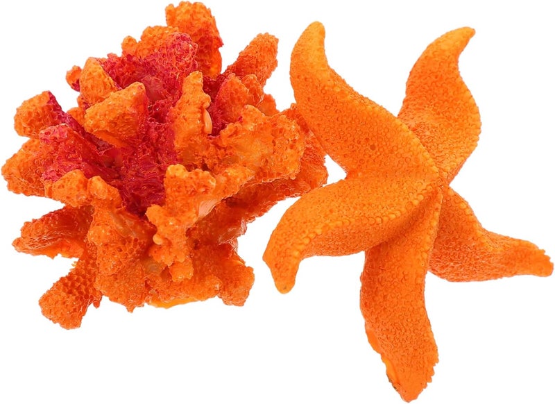 Orange Miniature Aquarium Coral Decoration 5X5X3CM Realistic Fish Tank Hideout Ornament - Image 1