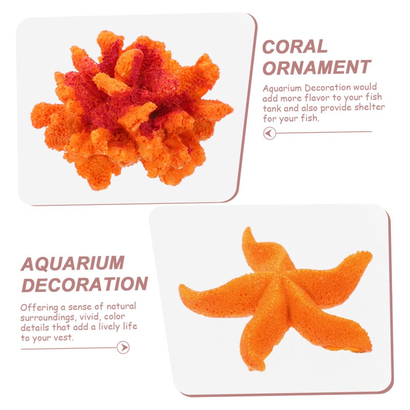 Orange Miniature Aquarium Coral Decoration 5X5X3CM Realistic Fish Tank Hideout Ornament - Image 4