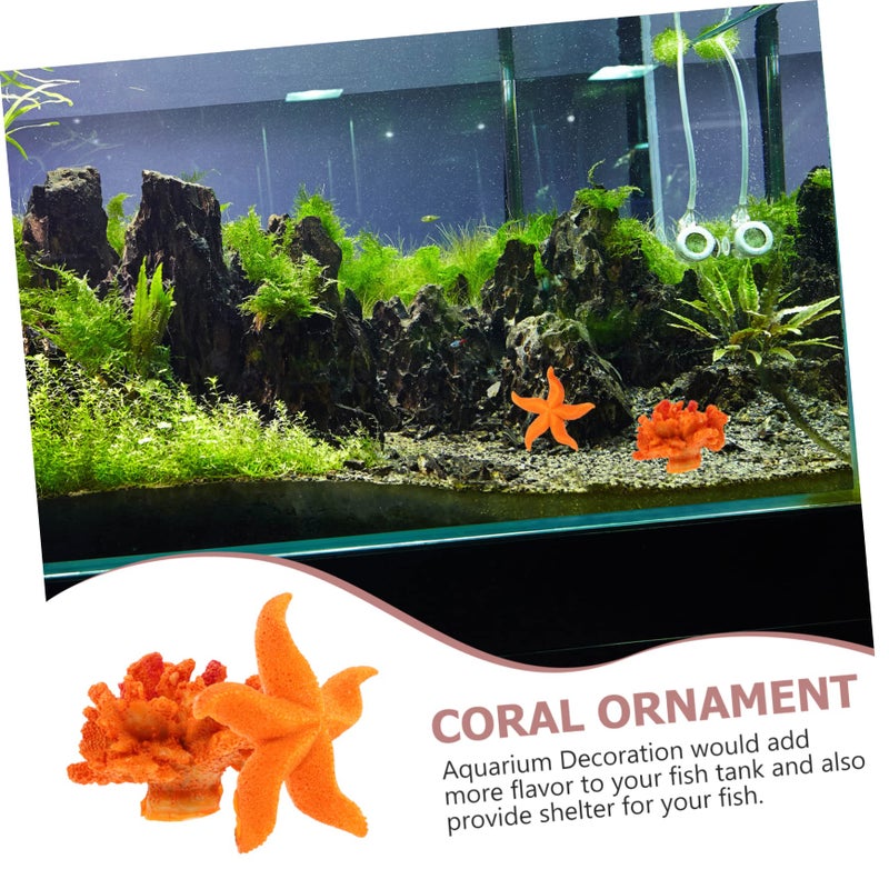 Orange Miniature Aquarium Coral Decoration 5X5X3CM Realistic Fish Tank Hideout Ornament - Image 5