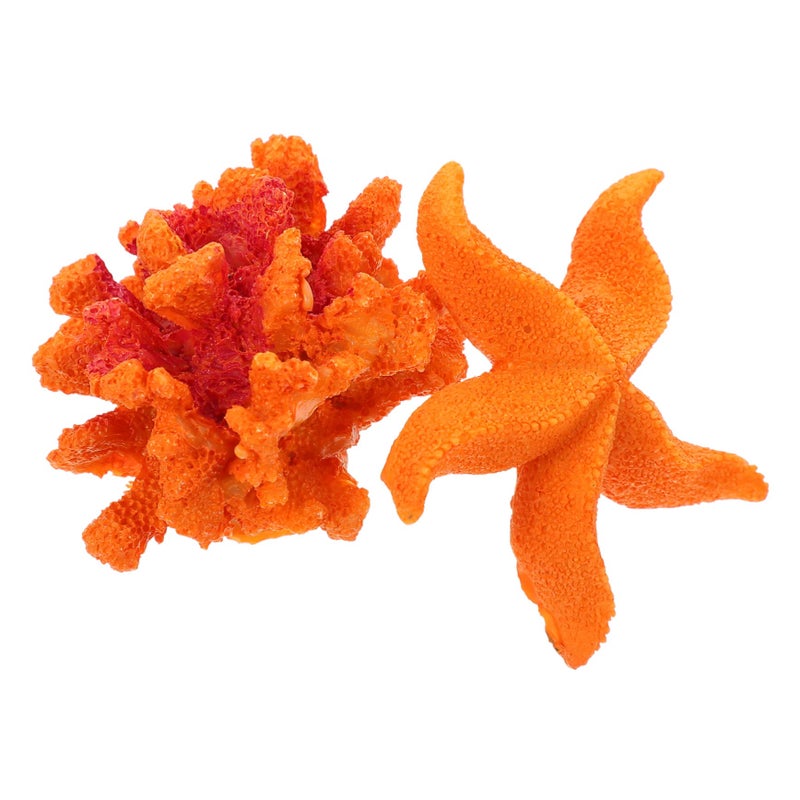 Orange Miniature Aquarium Coral Decoration 5X5X3CM Realistic Fish Tank Hideout Ornament - Image 2
