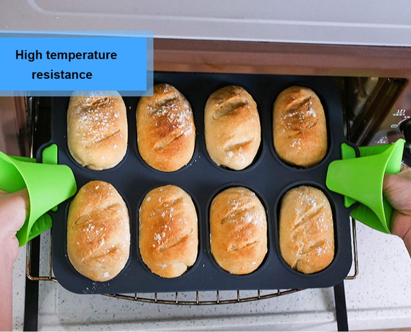 W WBLD Mini Baguette Baking Tray, Non-Stick Silicone French Bread Baking Mould，DIY 8 Loave Baguette Mold Loaf Pan … - Image 4