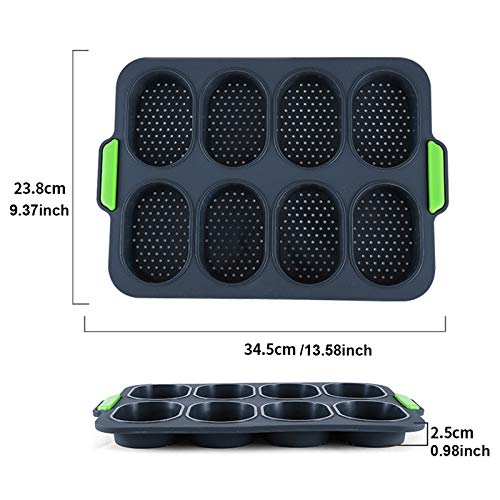 W WBLD Mini Baguette Baking Tray, Non-Stick Silicone French Bread Baking Mould，DIY 8 Loave Baguette Mold Loaf Pan … - Image 2