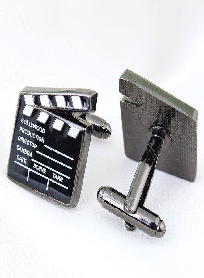 Peluche Brass Action Black Cufflink and Lapel Pin Set for Men - Image 4