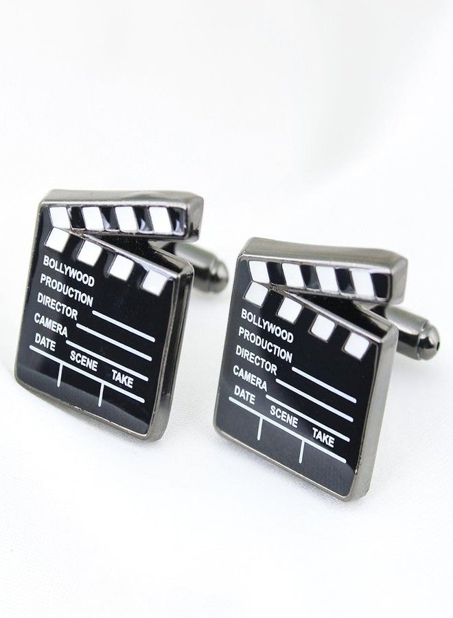 Peluche Brass Action Black Cufflink and Lapel Pin Set for Men - Image 3