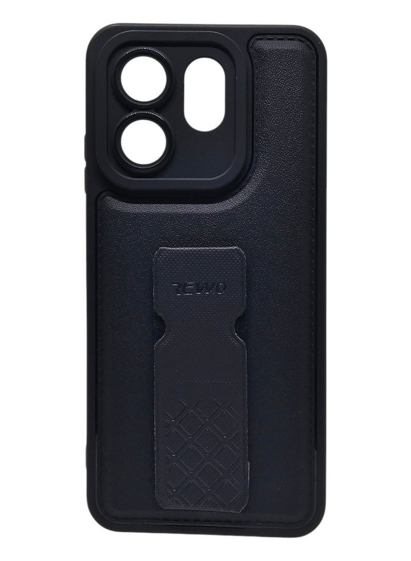 غطاء حماية خلفي سيليكون مع مسكة لهاتف إنفينيكس هوت 50i - أسود - Image 1