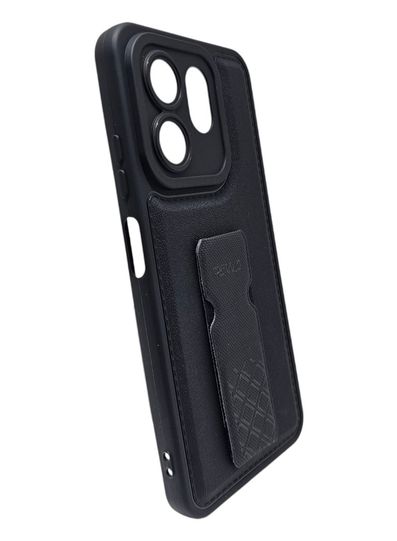 غطاء حماية خلفي سيليكون مع مسكة لهاتف إنفينيكس هوت 50i - أسود - Image 2