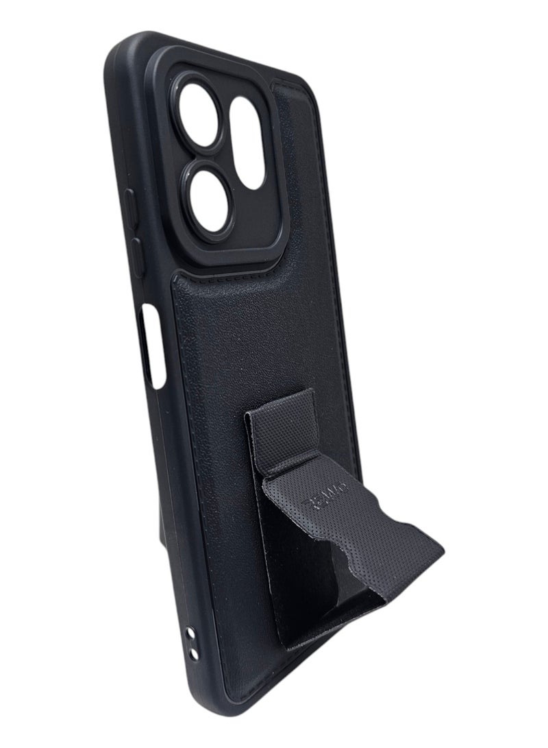 غطاء حماية خلفي سيليكون مع مسكة لهاتف إنفينيكس هوت 50i - أسود - Image 3