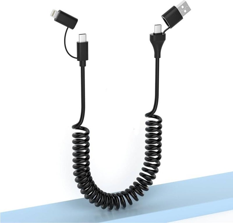 كابل شحن سريع قابل للسحب 4 في 1 بقدرة 27 واط/65 واط - من USB إلى Lightning، ومن USB إلى Type-C، ومن Type-C إلى Type-C، ومن Type-C إلى Lightning - Image 2