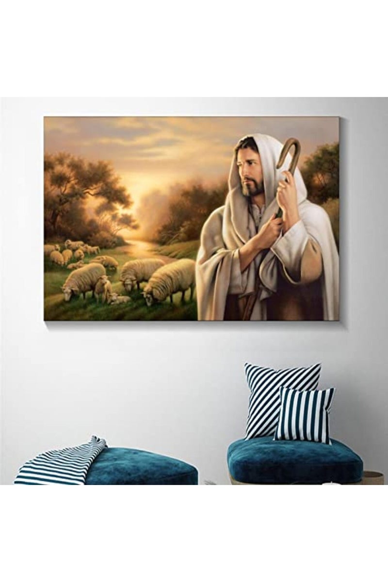 FireDeer Catholic Jesus Poster Print On Canvas Painting Christian God Pictures for Living Room No Frame (Jesus and Sheep,16x24inch) - Image 4