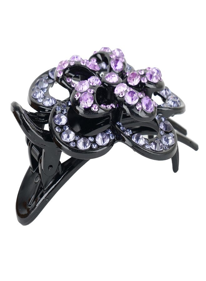 ZEMANIA مشابك شعر زيمانيا المرصعة بأحجار الراين، دبابيس شعر مزينة بالزهور، مشابك شعر مزخرفة، مشط شعر لامع بالكريستال، مشبك شعر غير قابل للانزلاق للنساء والفتيات ذوات الشعر الكثيف والطويل (مجموعة من قطعتين) - Image 5